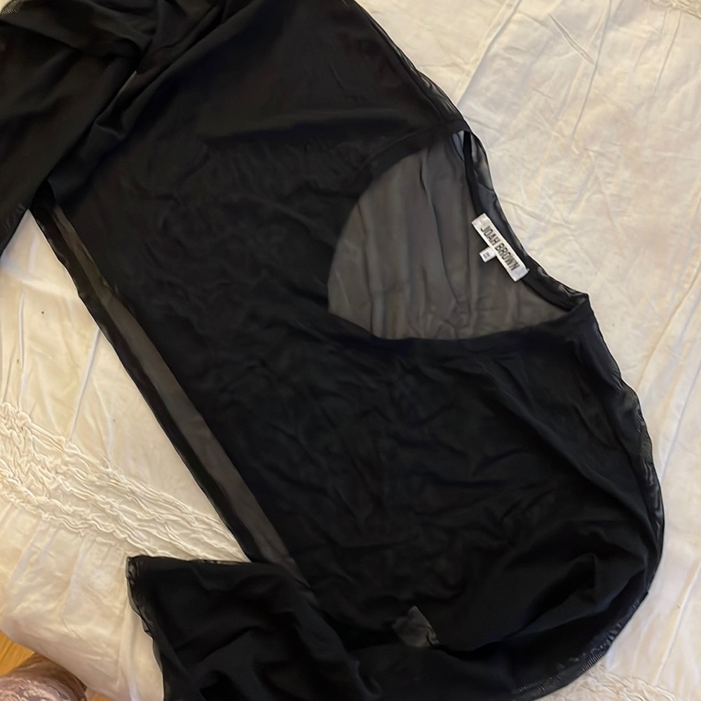 Josh Brown mesh crop top long sleeve NWOT